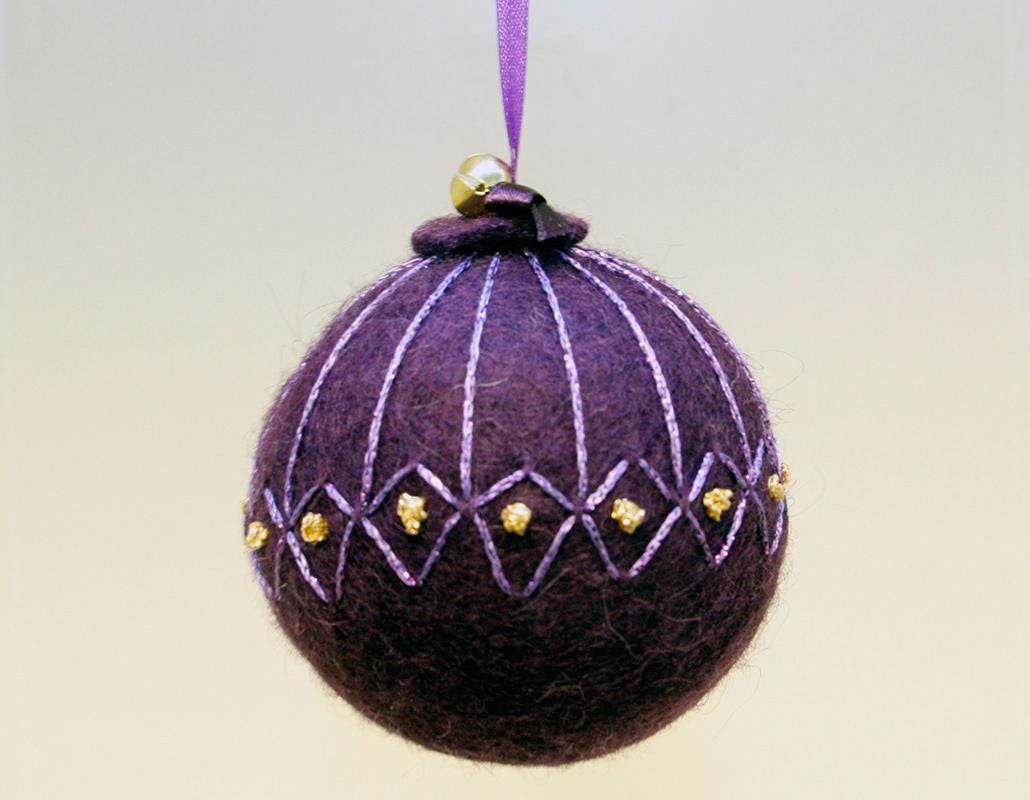 Icelandic Wool Felt Embroidered Christmas Ornament