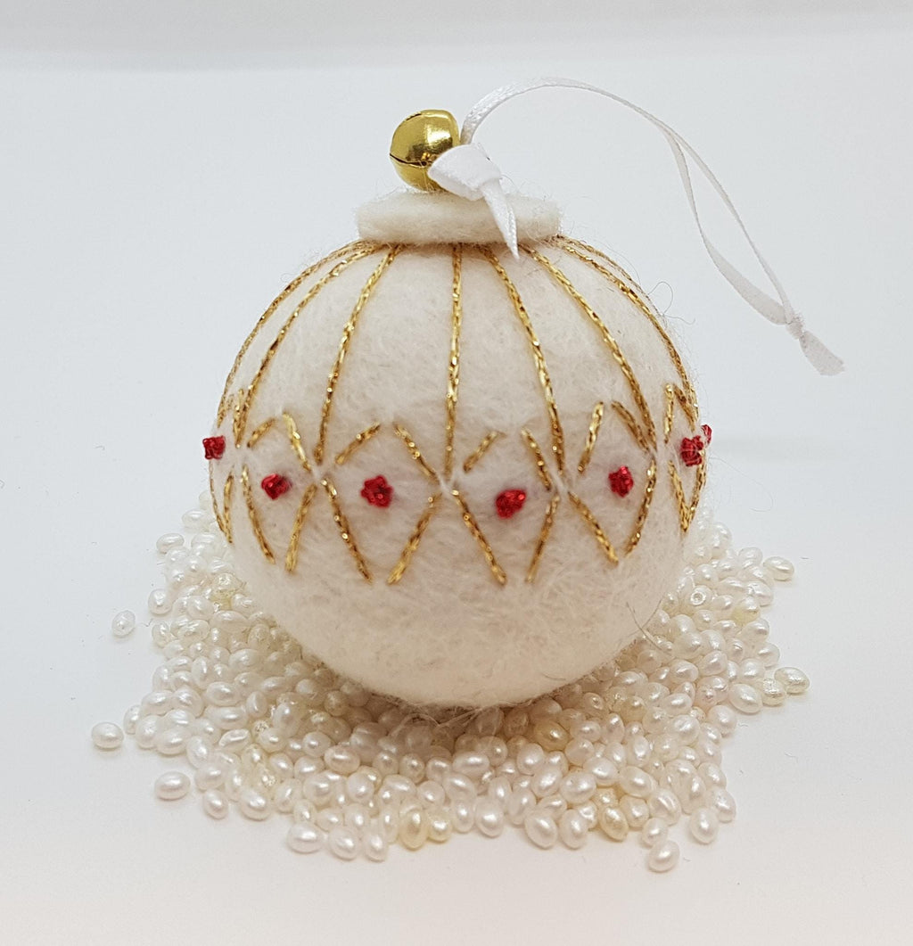 Set of Icelandic Wool Felt Embroidered Christmas Ornament Vintage Nostalgic Old Ornaments Handmade