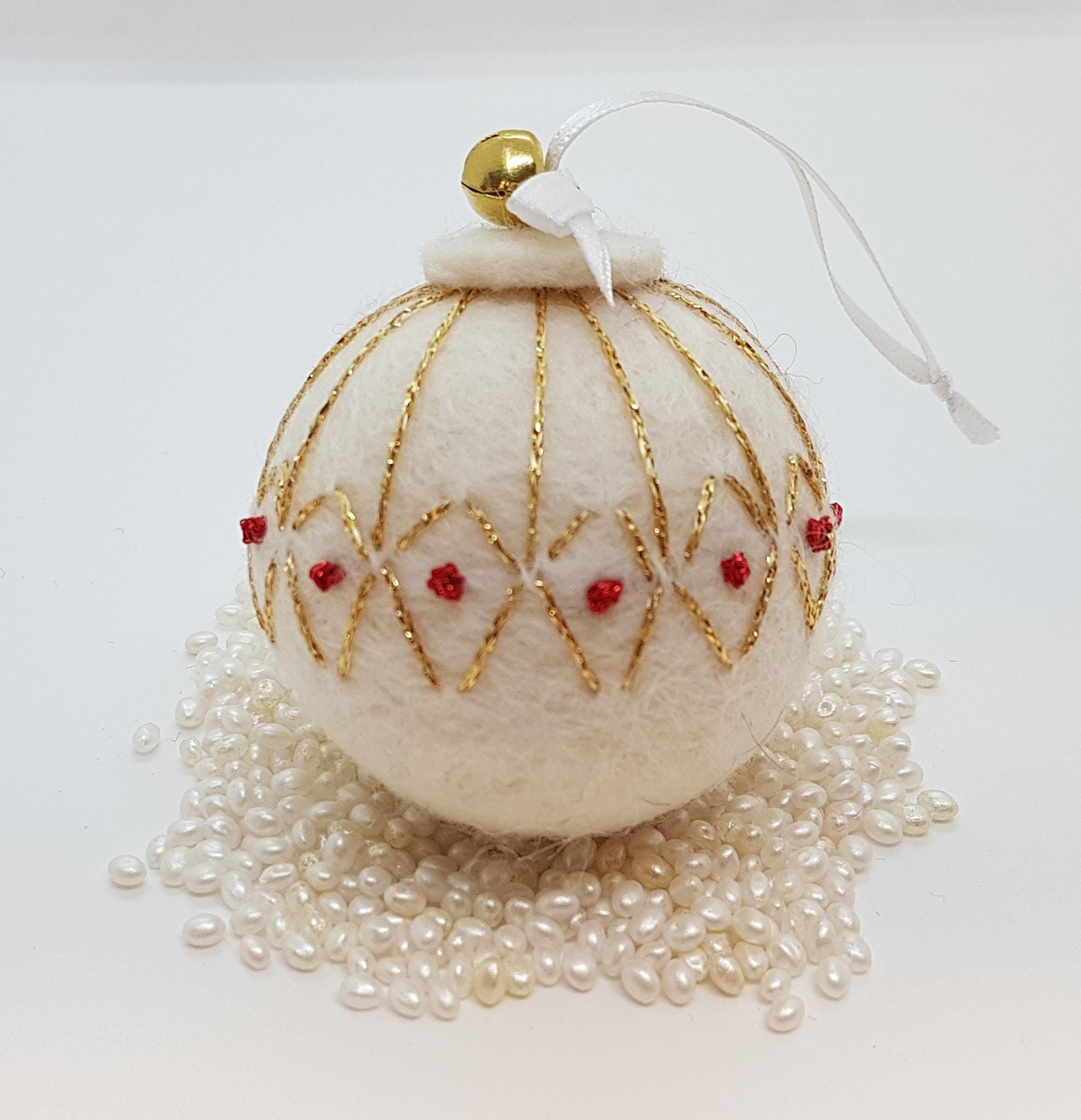 Set of Icelandic Wool Felt Embroidered Christmas Ornament Vintage Nostalgic Old Ornaments Handmade