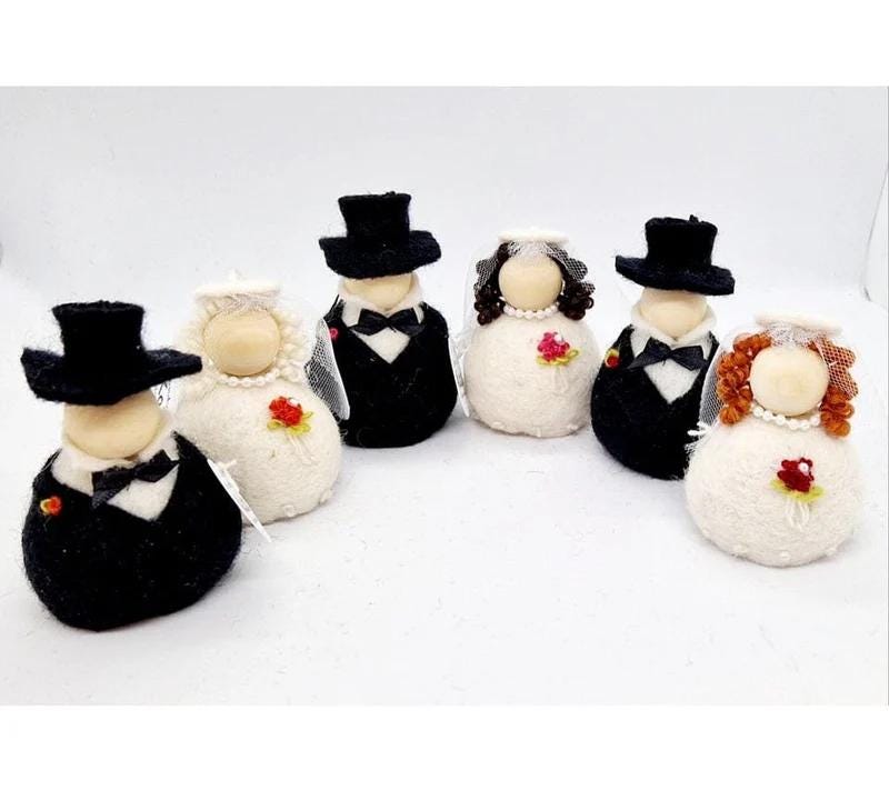 Icelandic Felted Bridal Couple Handmade