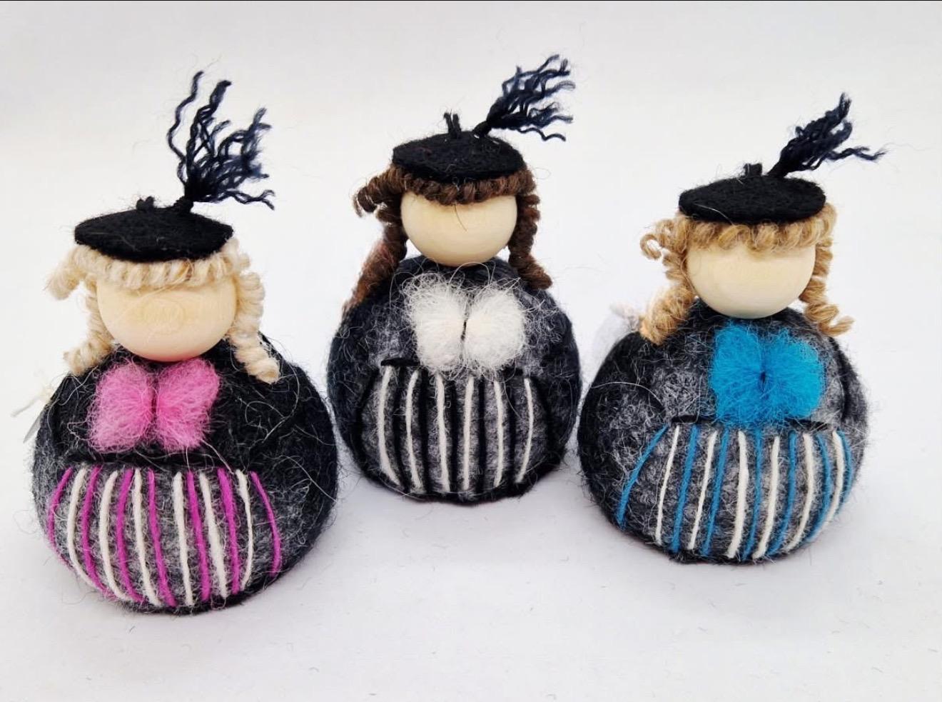 Icelandic Felted Flock Lady Handmade