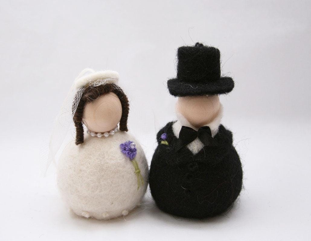 Icelandic Felted Bridal Couple Handmade