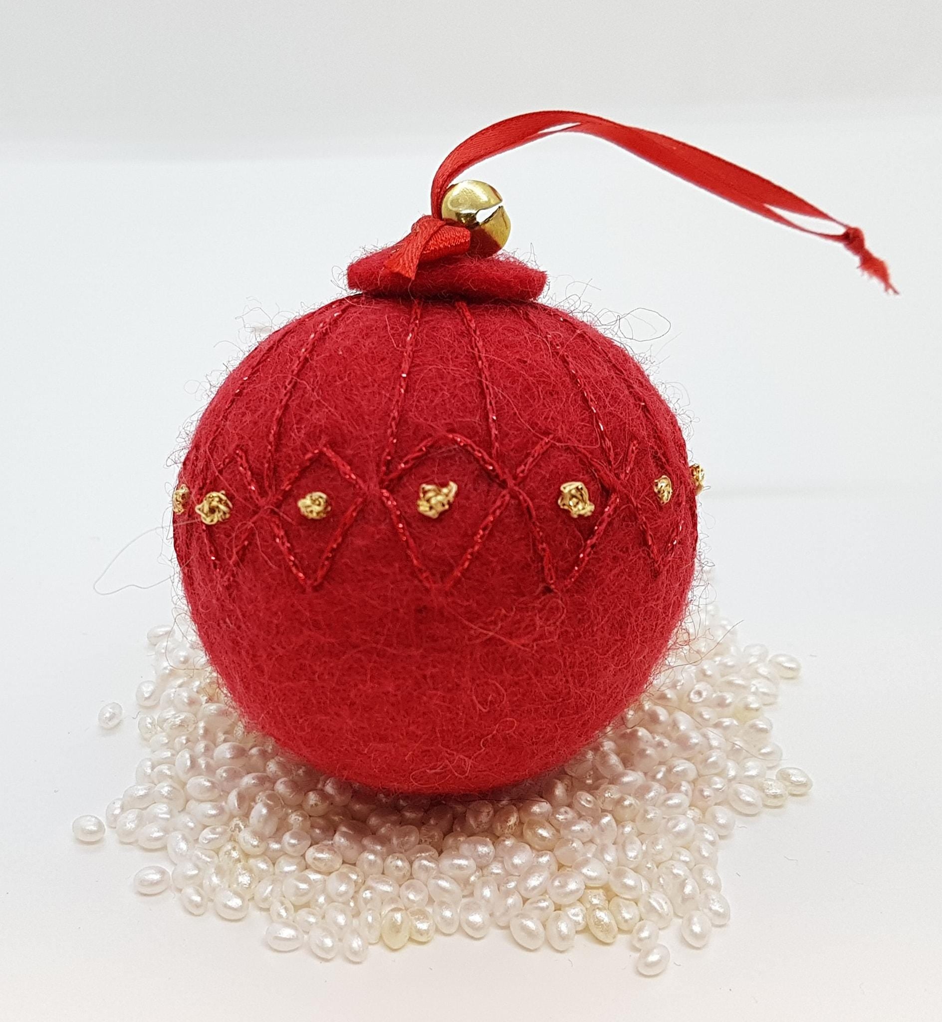 Set of Icelandic Wool Felt Embroidered Christmas Ornament Vintage Nostalgic Old Ornaments Handmade
