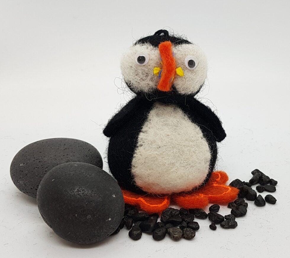 Icelandic Felted Wool Puffin Handmade