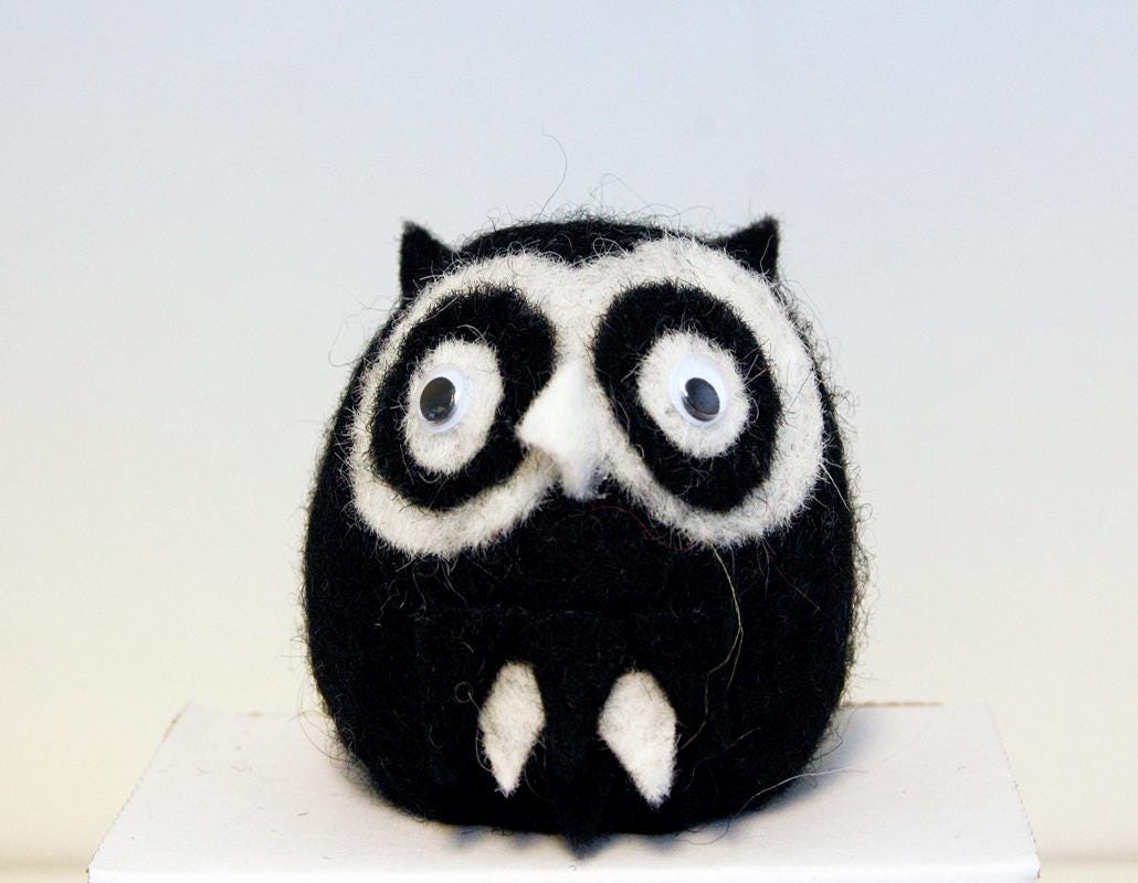 Uglur Icelandic Felted Wool Owl Handmade
