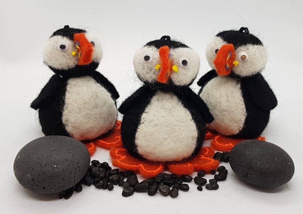 Icelandic Felted Wool Puffin Handmade