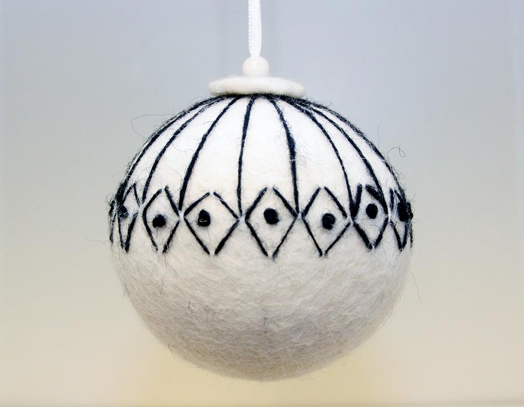 Icelandic Wool Felt Embroidered Christmas Ornament