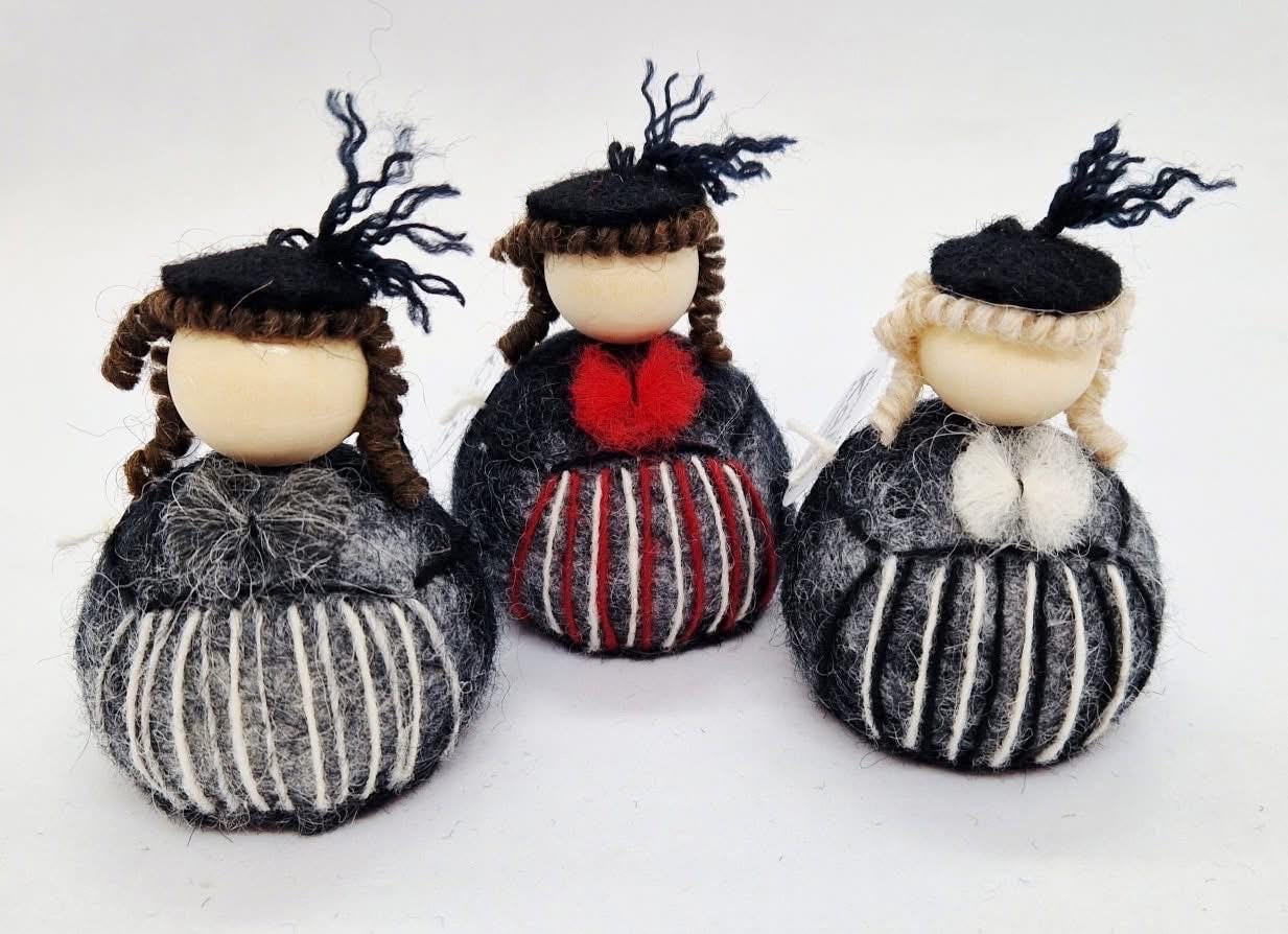 Icelandic Felted Flock Lady Handmade