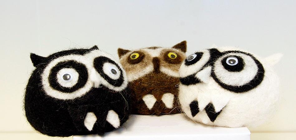 Uglur Icelandic Felted Wool Owl Handmade